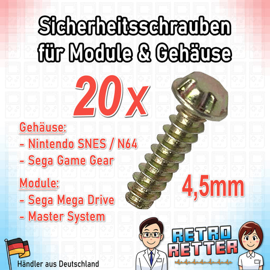 20x 4,5 mm Sicherheitsschrauben für Sega Konsolen & Module