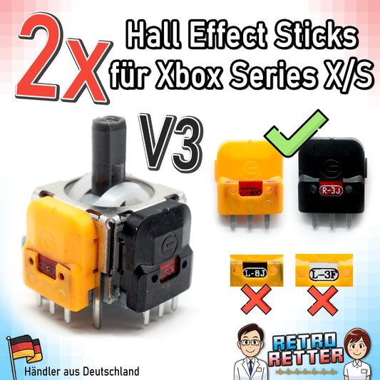 2x Hall Effect V3 Magnet Analog-Stick für Xbox Series X/S Controller - Behebt Stick Drift dauerhaft dank Magnet Sensor -