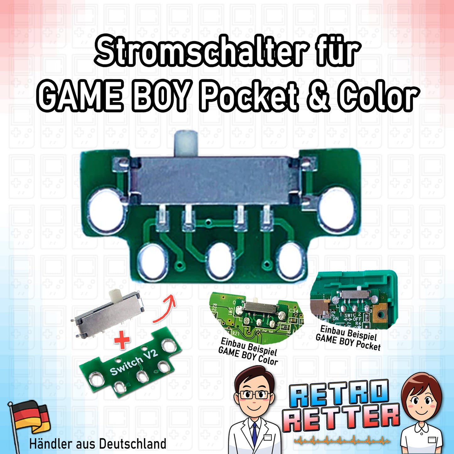 Stromschalter mit Leiterplatte für GAME BOY Pocket & Color