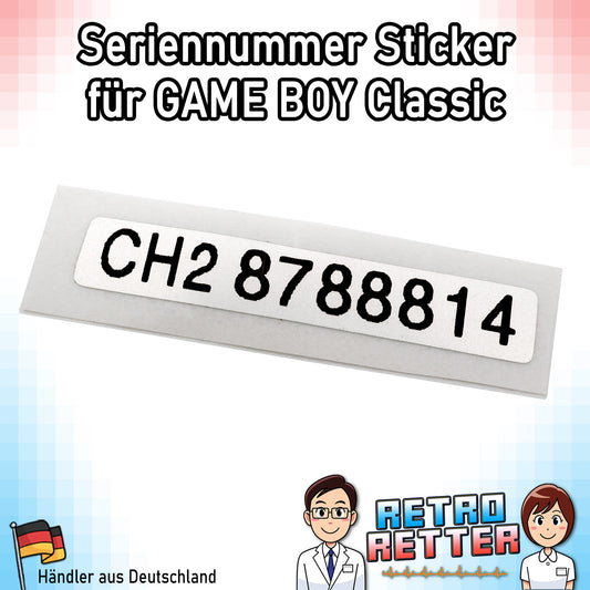 Seriennummer Sticker für GAME BOY Classic