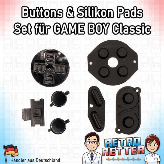 Set GAME BOY Classic Tasten + Silikon Pads - Schwarz -