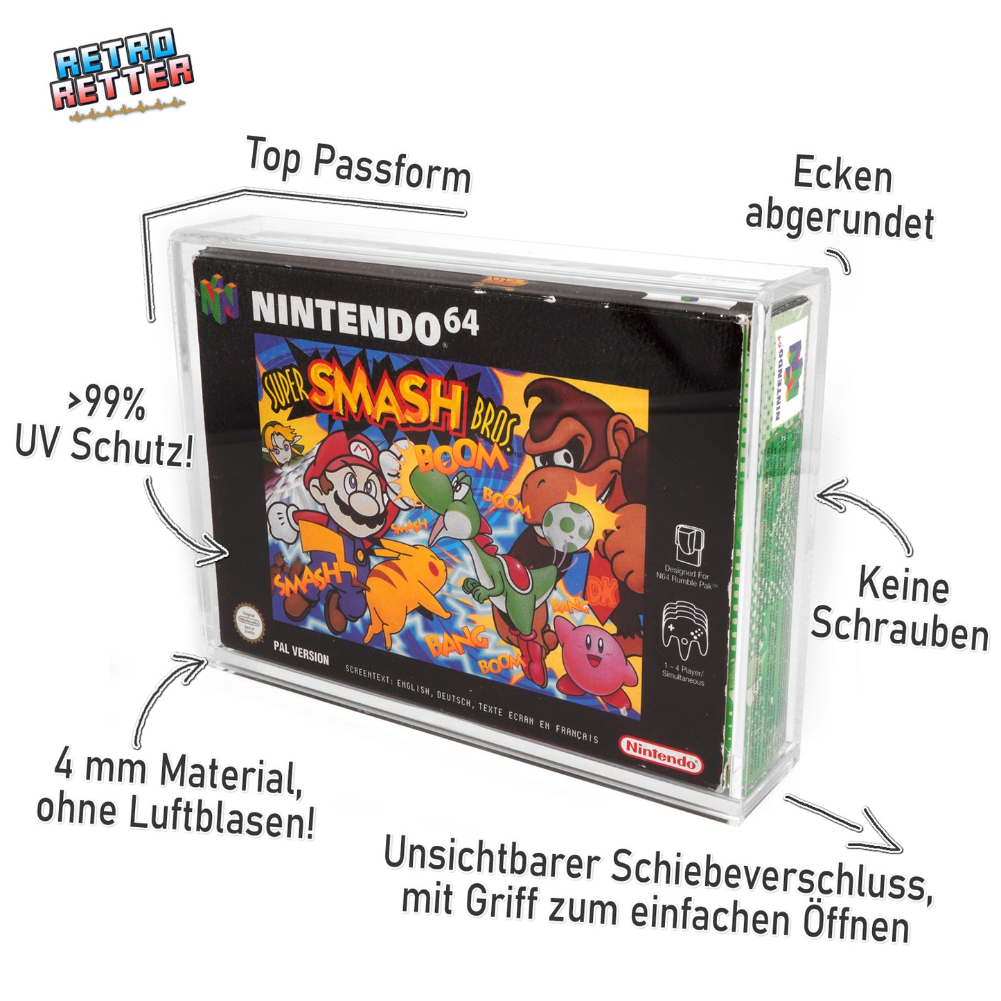 Acryl Case für Nintendo 64 (N64) Spiele OVP