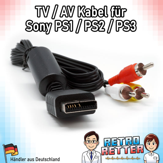 TV AV Kabel für Sony PlayStation - PS1 | PS2 | PS3 -