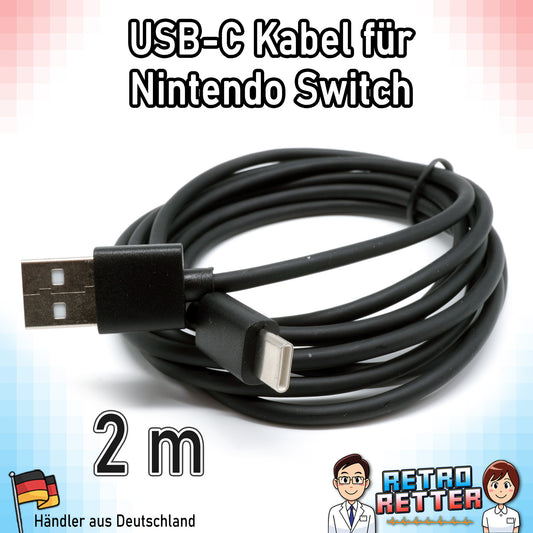 2m USB-C Ladekabel für Nintendo Switch & Pro Controller