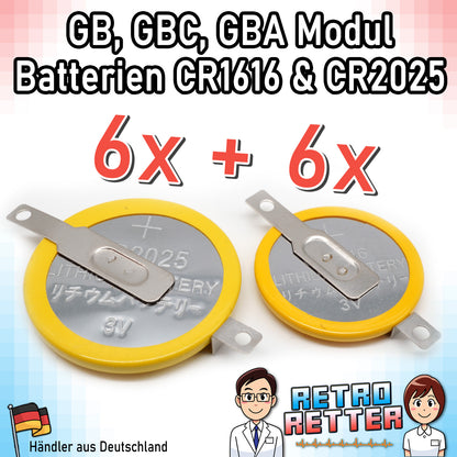 CR1616 / CR2025 Knopfzellen Batterie mit Lötfahne für GAME BOY Modul Speicherstand