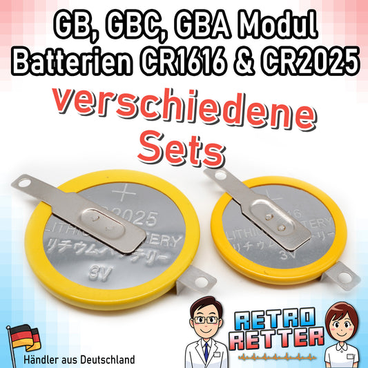 CR1616 / CR2025 Knopfzellen Batterie mit Lötfahne für GAME BOY Modul Speicherstand